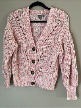 Cupcake Pink Marled Knit Button-Front Cardigan